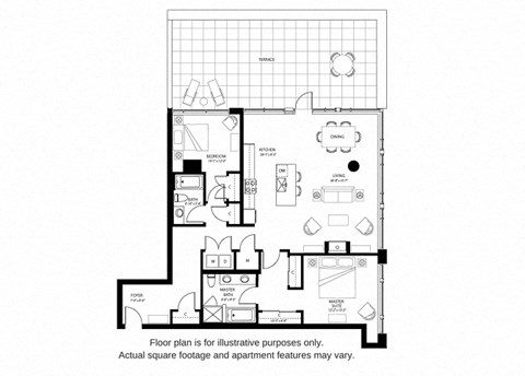 Floor plan for 2 beds, 2 baths, 1528 sqft